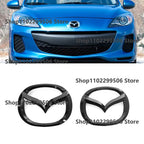 Mazda 3 sport glossy black ABS Car Front Grille Eemblem Rear Trunk Badge Sticker For 2008-2013 Mazda 3 Logo Accessories