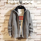 Autumn and Winter New Fleece Thicken Large Size Casual Loose Sweater Men's Jacket Stand-up Collar Cardigans