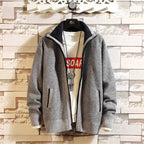 Autumn and Winter New Fleece Thicken Large Size Casual Loose Sweater Men's Jacket Stand-up Collar Cardigans
