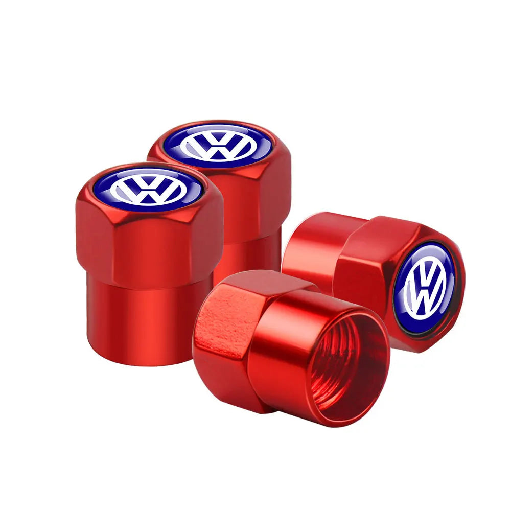 4Pcs Car Wheel Tires  Valve Caps Auto Exterior Accessories For Volkswagen GTI Golf Polo Passat RLine Magotan Jetta Bora Beetle R