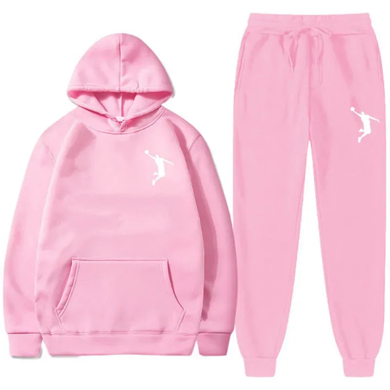 Sports Basketball Brand Sweatshirt Sweatpants Men Women 2 Pieces Sets Tracksuit Fashion Casual Hooded Sportswear Sudadera Hombre