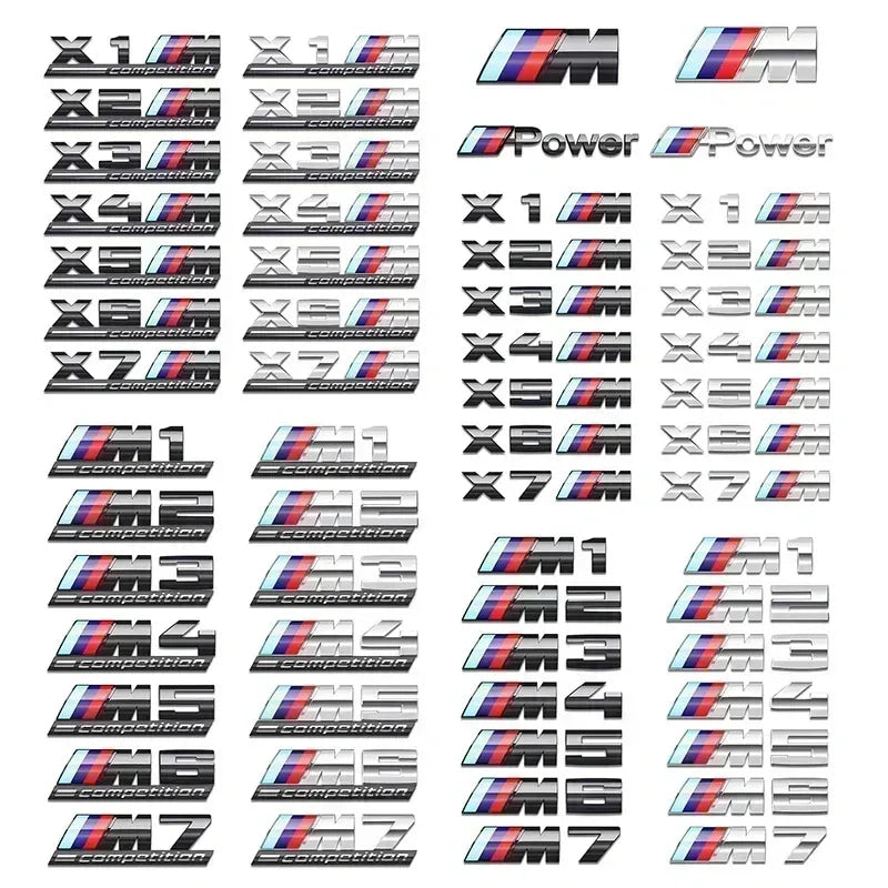 3D ABS Chrome Emblem Letters logo Car Trunk Badge Sticke for BMW M power Thunder Edition competition M1 M2 M3 M5 M7 X3M X5M X7M