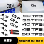 Car Rear Trunk Emblem Sticker For Audi A3 A4 A5 A6 A7 A8 Q3 Q5 Q7 Original Size Quarrto Sline Emblem ABS Black Refit Accessories