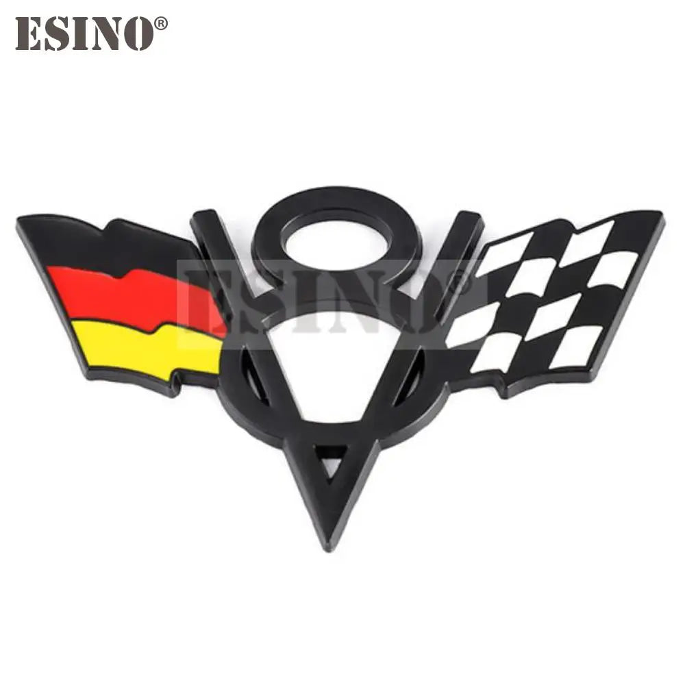 3D V8 Metal Zinc Alloy National Flag Badge Car Adhesive Emblem for Italy France Germany England America US Flag Body Fender