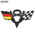 3D V8 Metal Zinc Alloy National Flag Badge Car Adhesive Emblem for Italy France Germany England America US Flag Body Fender