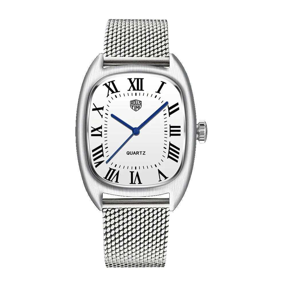 RollsTimi 2026 New Men's Watches Top Brand Luxury Oval Quartz Watch For Men Fashion Watch Man Waterproof VH31 Clock Gift Leathe