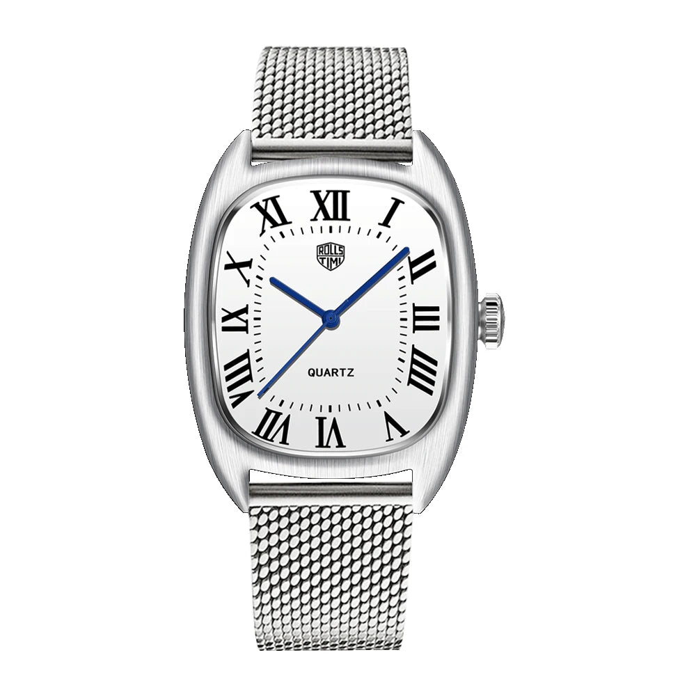 RollsTimi 2026 New Men's Watches Top Brand Luxury Oval Quartz Watch For Men Fashion Watch Man Waterproof VH31 Clock Gift Leathe