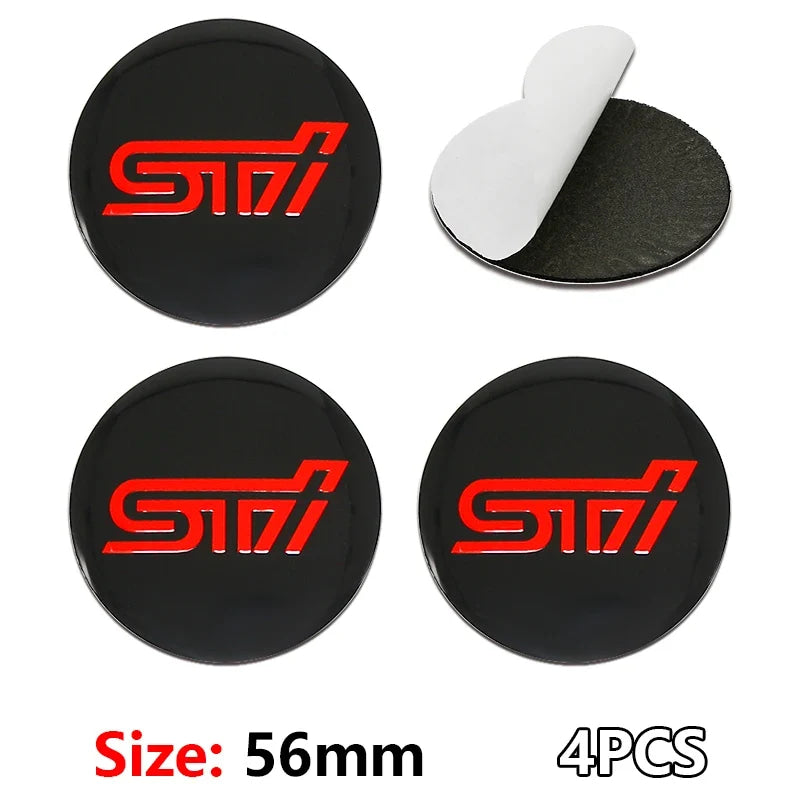 For Subaru STI Forester Impreza Legacy Outback XV BRZ WRX Tribeca ABS 4pcs Car Wheel Stickers 56mm Auto Center Hub Cap Decal