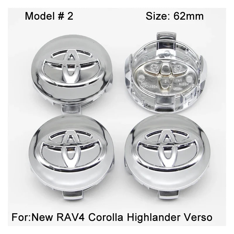 4Pcs 57/62mm Car Wheel Center Hub Cap Rim Cover For Toyota Corolla RAV4 LEVIN Yaris C-HR Camry Prado Prius Car Auto Accessories