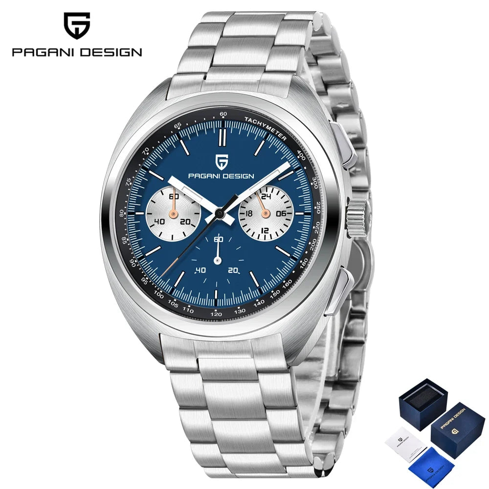 PAGANI DESIGN Panda Mens Watches Quartz Luxury Watch For Men Chronograph VK63 Wristwatches AR Sapphire Waterproof Luminous Clock