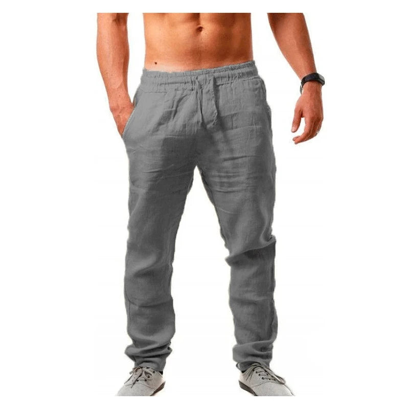 2025 new men's cotton and linen pants, loose and cool casual pants, elastic waist pants, casual oversized street wear, lightweig
