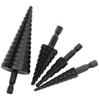 Broca escalonada negra con ranura recta y vástago Hexagonal, juego de herramientas de taladro de torre escariado de 3-12/4-12/4-20/4-32mm