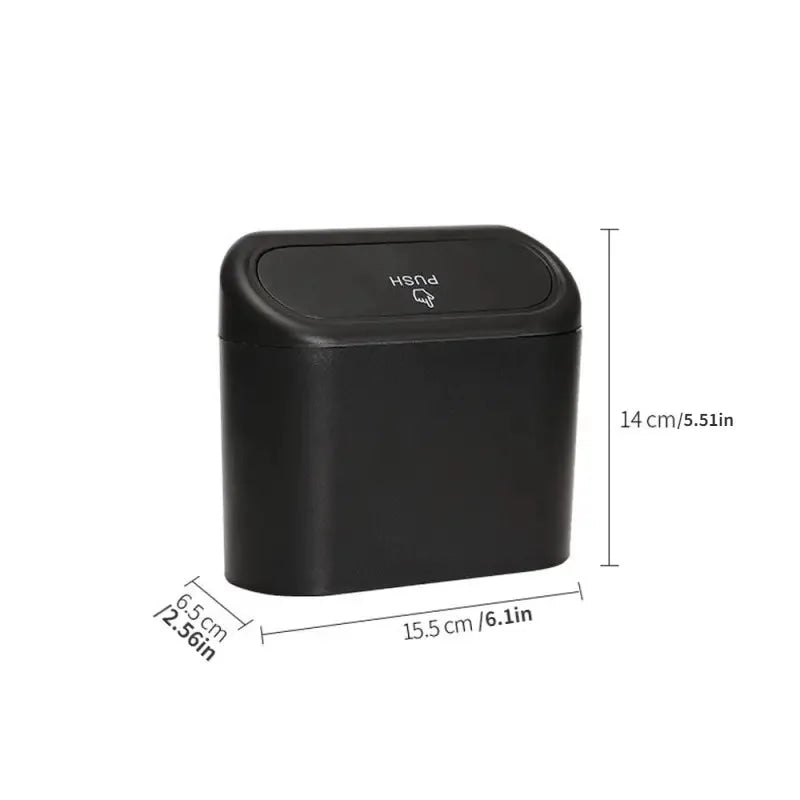 Universal Organizer Car Clamshell Trash Bin Hanging Vehicle Garbage Dust Case Storage Box Black ABS Square Pressing Trash Can 6P