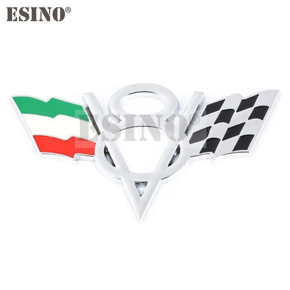 3D V8 Metal Zinc Alloy National Flag Badge Car Adhesive Emblem for Italy France Germany England America US Flag Body Fender