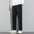 Pantalones de seda de hielo para hombre, novedad de verano 20225, pantalones informales de negocios finos negros y grises, pantalones de chándal de pierna recta transpirables elásticos para exteriores