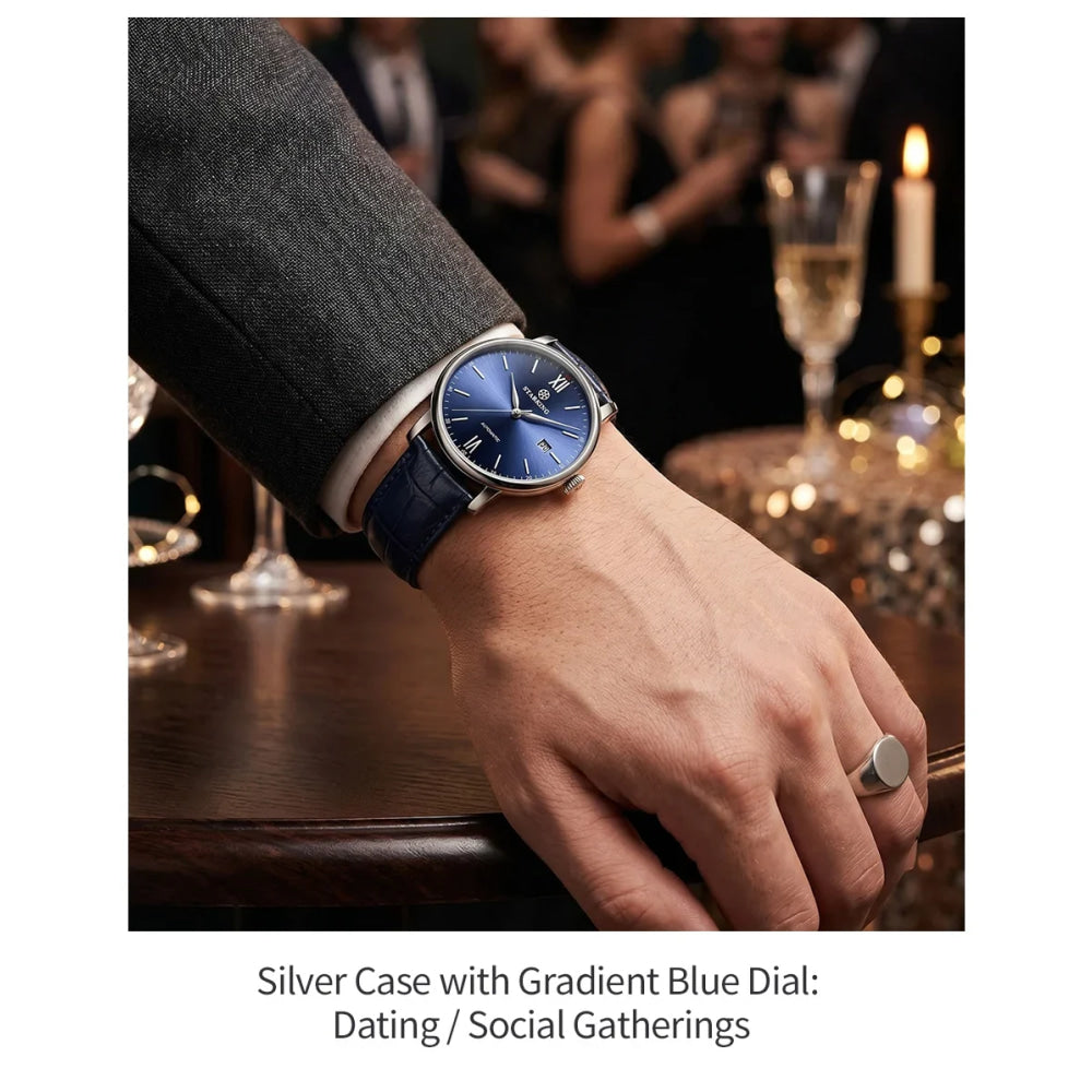 STARKING Sapphire 8215 Automatic Watch Fashion Sports Business Casual Wristwatch Waterproof Wear-resistant Watch Gifts for Men