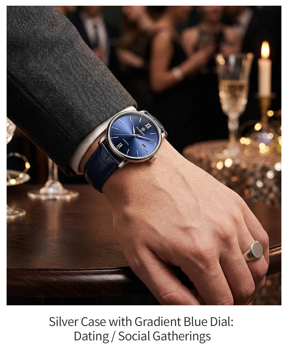 STARKING Sapphire 8215 Automatic Watch Fashion Sports Business Casual Wristwatch Waterproof Wear-resistant Watch Gifts for Men
