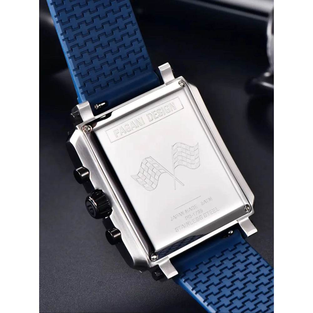2026 New Pagani Design PD1725 Men Square Quartz Watch Chronograph 42MM Sapphire Glass Waterproof Racing Sports Silicone reloj