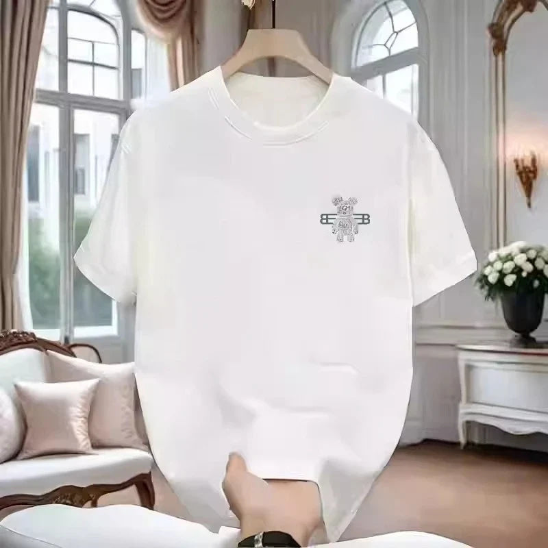 100% pure cotton men's luxurious brand letter print T-shirt, short-sleeved T-shirt, high-quality men's clothing, streetwear