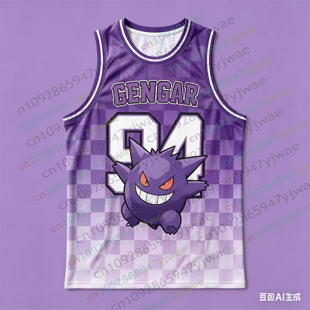 Basketball Jersey Pikachu Charizard Eevee Anime Tank Top Loose Quick Drying Breathable Sportswear VEST Summer Men's Tank Top
