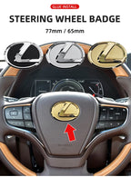 For Lexus ES240 ES250 IS250 LX460 RX270 RX300 RX350 65mm 77mm Metal Steering Wheel Emblem Logo Badge Sticker Decal Accessory