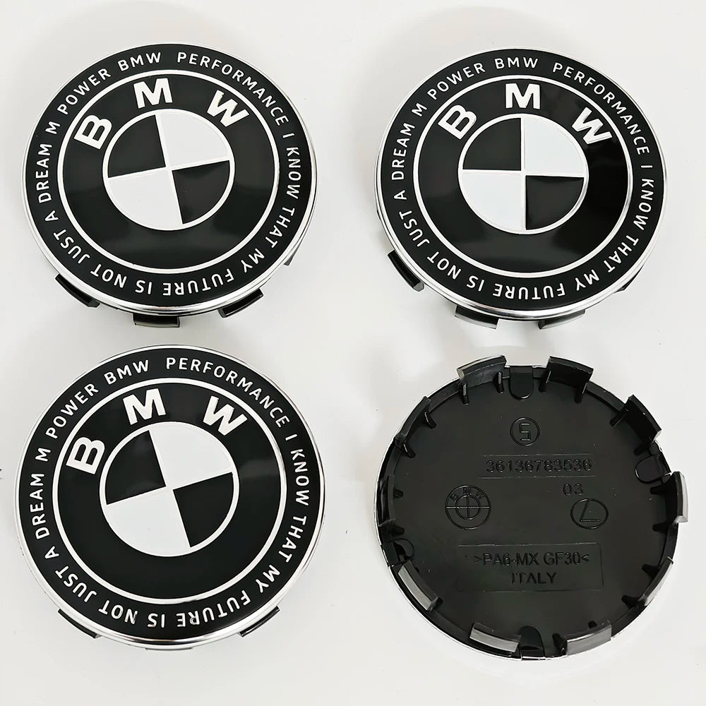4pcs For BMW 50th E90 E60 F10 F20 G20 G30 E53 E85 E70 56mm 68mm Blue White Car Hub Cap Wheel Center Cap Emblem Badge Accessories