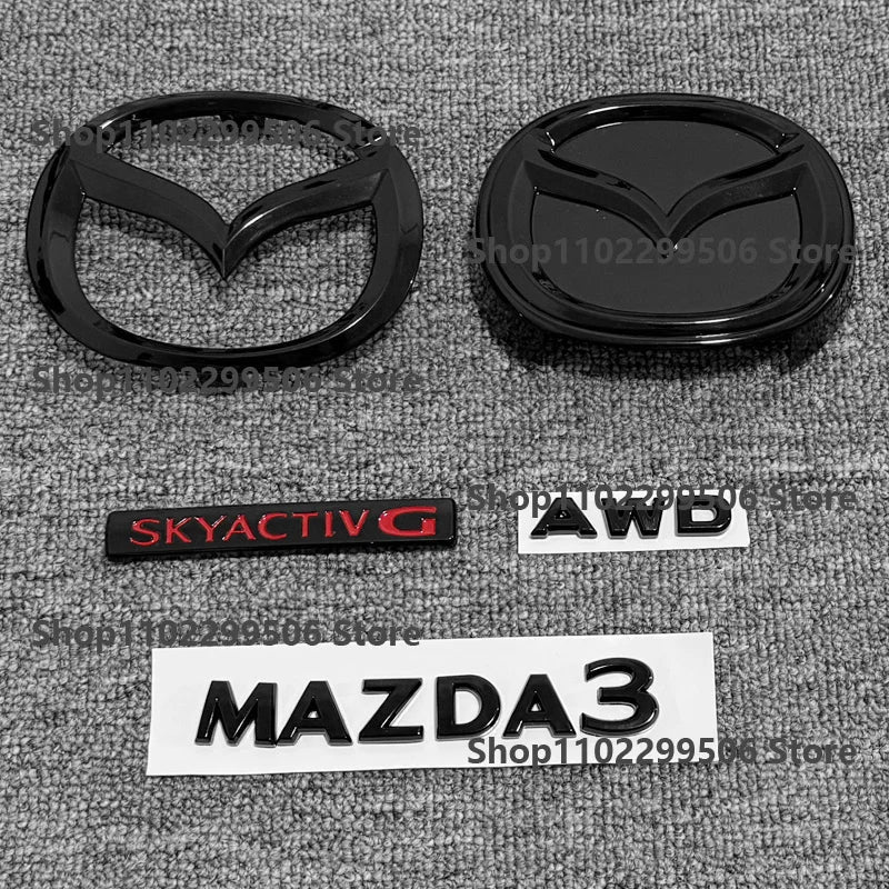 glossy black ABS Car Front Grille Eemblem Rear Trunk Badge Replace stickers  SKYACTIV  GX For 2019-2025 Mazda 3 Logo Accessories