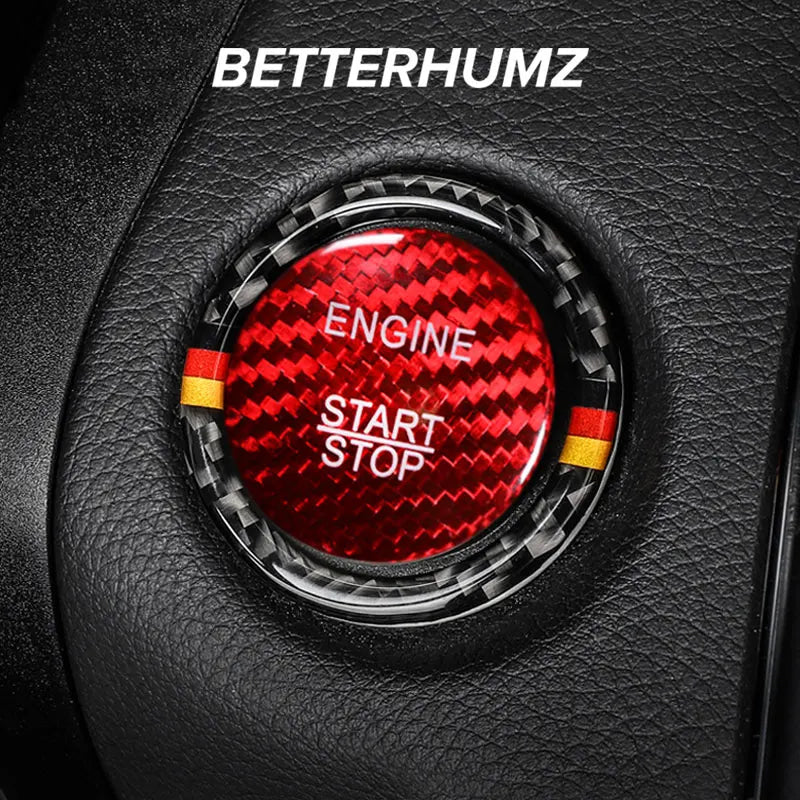 BETTERHUMZ Carbon Fiber For Mercedes Benz W204 W205 W212 C E Class Car Engine Start Stop Button Trim Ring Sticker Accessories