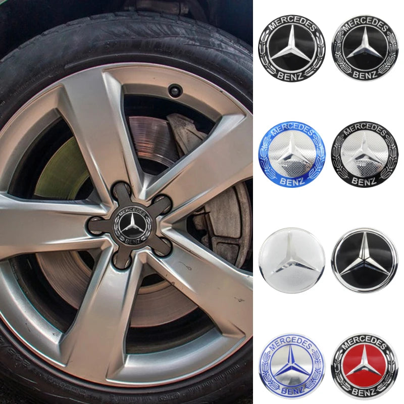 4Pcs 56mm 60mm 65MM Car Wheel Hub Cap Center Sticker Emblem Badge Decal Accessory For Mercedes Benz AMG class W206 W205 W203 GLC