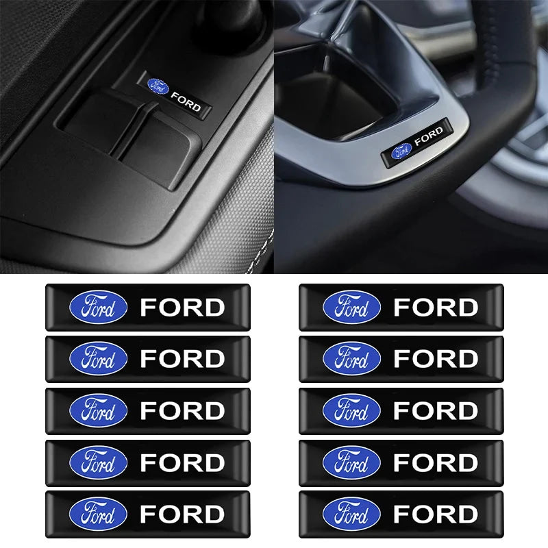 10Pcs 3D Car Styling Epoxy Emblem Badge Stickers Goods Auto Accessories For Ford Focus mk2 mk3 Fiesta Fusion Ranger Mondeo Kuga