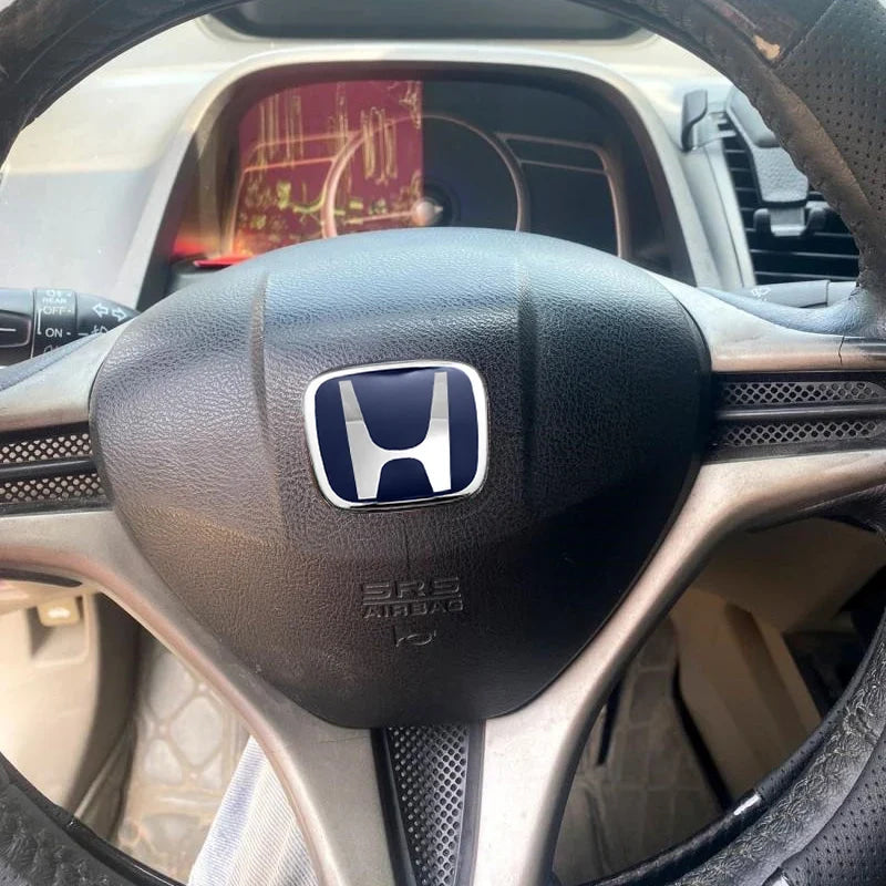 Car Steering Wheel Emblem H-Sticker For Honda Civic Accord City CRV Jade Fit Odyssey Hybrid Red Black Blue Interior Modification