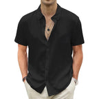 Men's Lightweight Hawaiian Shirts Cotton Linen Breathable Short Sleeve Shirts Vacation Beach Casual Summer Men Tops with Pocket