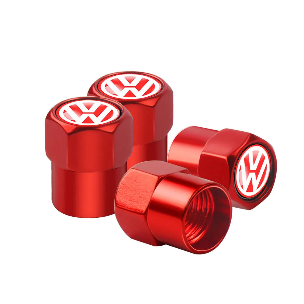 4Pcs Car Wheel Tires  Valve Caps Auto Exterior Accessories For Volkswagen GTI Golf Polo Passat RLine Magotan Jetta Bora Beetle R