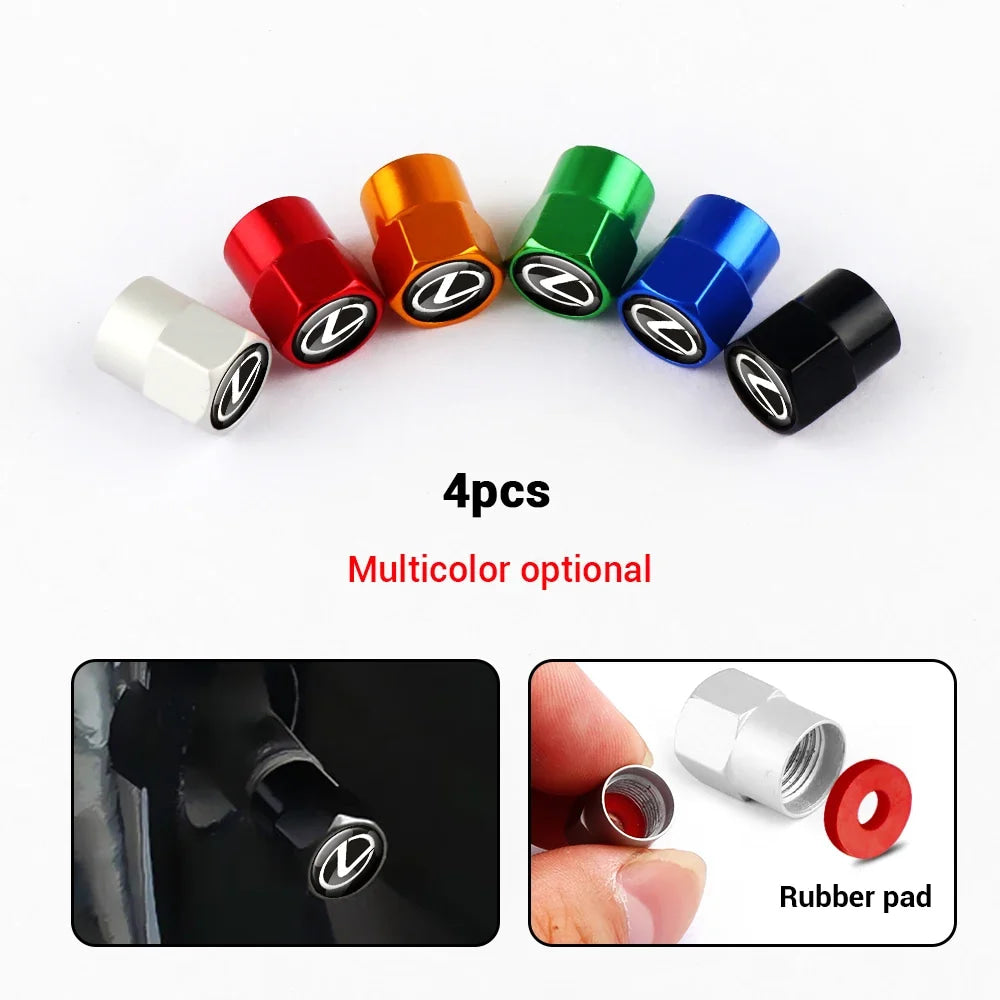 4PCS Car Wheel Tire Valve Caps Stem Case Cover Auto Accessories For Lexus CT200h ES250 ES300h NX300h RX350 IS250 IS200 GS300 450