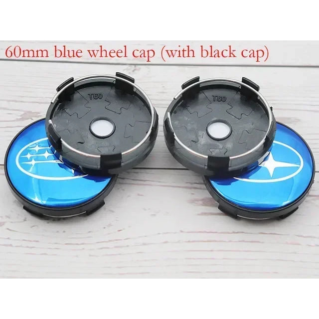 For Subaru ASCENT BRZ FORESTER IMPREZA XV WRC WRX LEGACY OUTBACK STI 4pcs 60mm Car Wheel Center Covers Tire Hub Caps Decoration