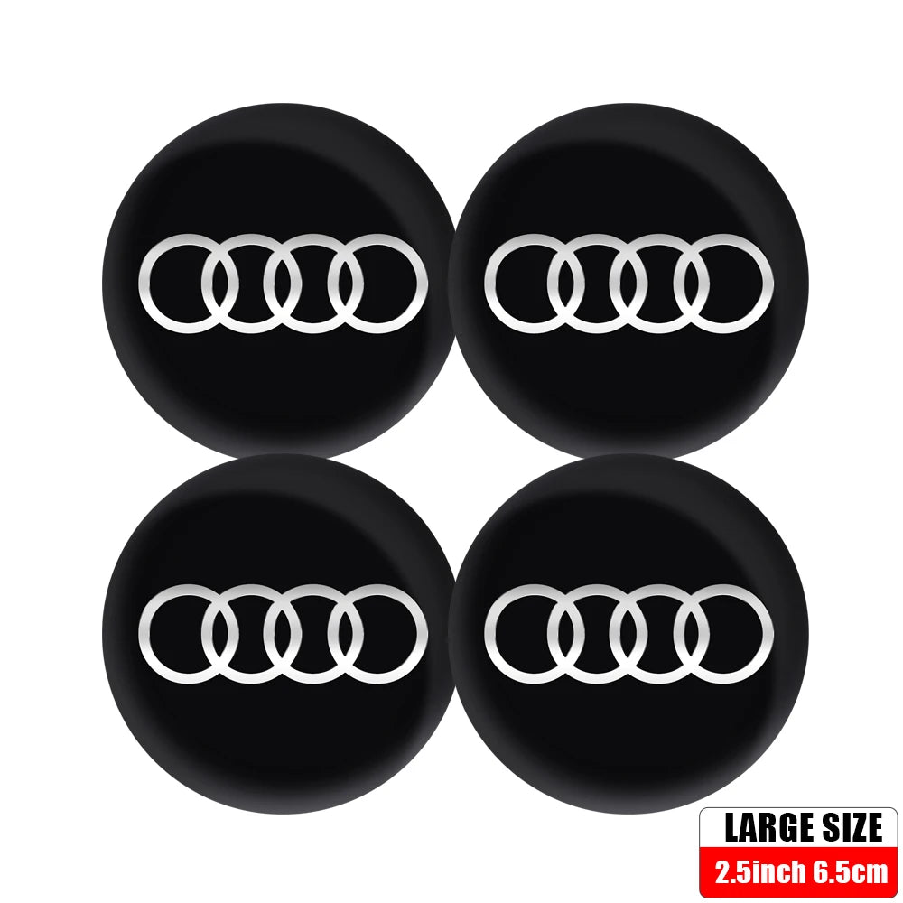 4pcs 56/65mm Car Wheel Center Hub Stickers 60/68mm Wheel Center Hub Caps Cover For AUDI A3 A4 A1 Q3 Q4 Q5 Q6 Q7 Q8 TT RS Sline