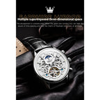 OLEVS 6658 Mens Watch Business Leather Strap Reloj  Hollow out Mechanical Automatic Wristwatch Waterproof Luminous Watch For Man