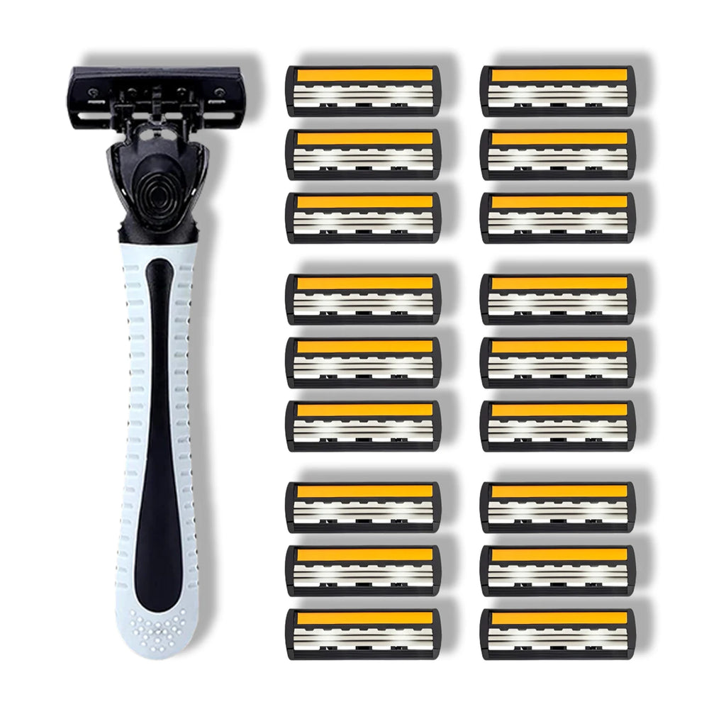 Afeitadora de Diseño Nuevo para Hombre, Maquinilla de Afeitar de Tres Capas, Maquinilla de Afeitar Reutilizable, Cuchilla Importada, Cabezal Multiherramienta Reemplazable