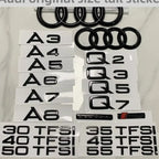 Car Rear Trunk Emblem Sticker For Audi A3 A4 A5 A6 A7 A8 Q3 Q5 Q7 Original Size Quarrto Sline Emblem ABS Black Refit Accessories