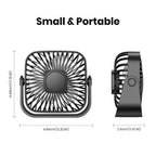 TOPK Mini ventilador portátil USB de 4 pulgadas para acampar, ventilador personal de mesa de escritorio silencioso de 3 velocidades, 360 ° Ajuste de ventiladores de pie para la habitación del hogar