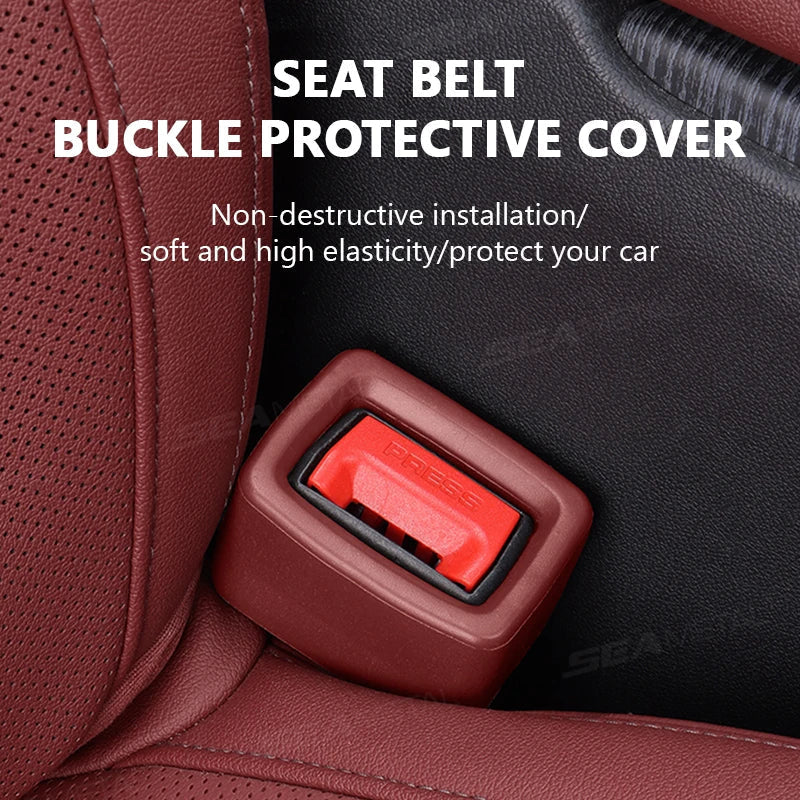 SEAMETAL Car Seat Belt Buckle Cover Anti Scratch Seatbelt Button Protector Seat Belt Protection Cover Car Interior Accessories