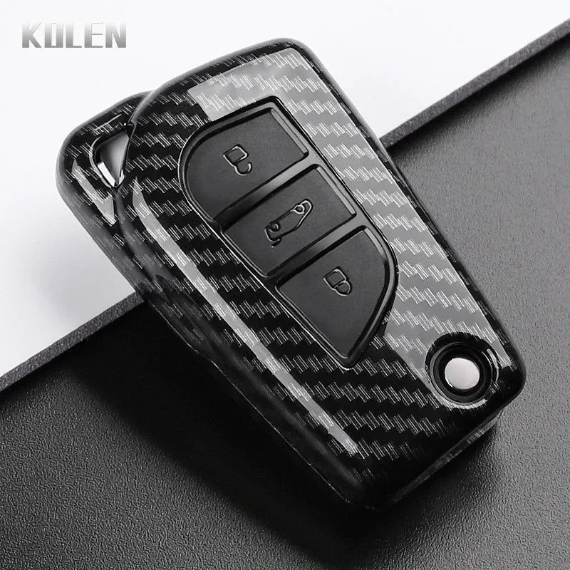 For Toyota Camry RAV4 Forturner Hilux Auris Corolla Avensis Verso Yaris Aygo Scion TC ABS Carbon Fiber Style Car Key Case Cover