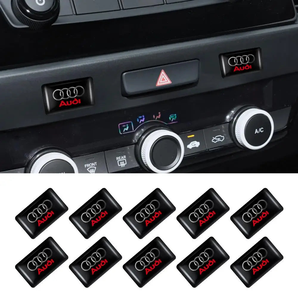 10pcs 3D Epoxy Drop Glue Car Emblem Stickers Badge Decal For Audi RS Sline A3 A4 B8 8P B9 B6 A5 B7 A1 Q3 Q7 Q8 Auto Accessories