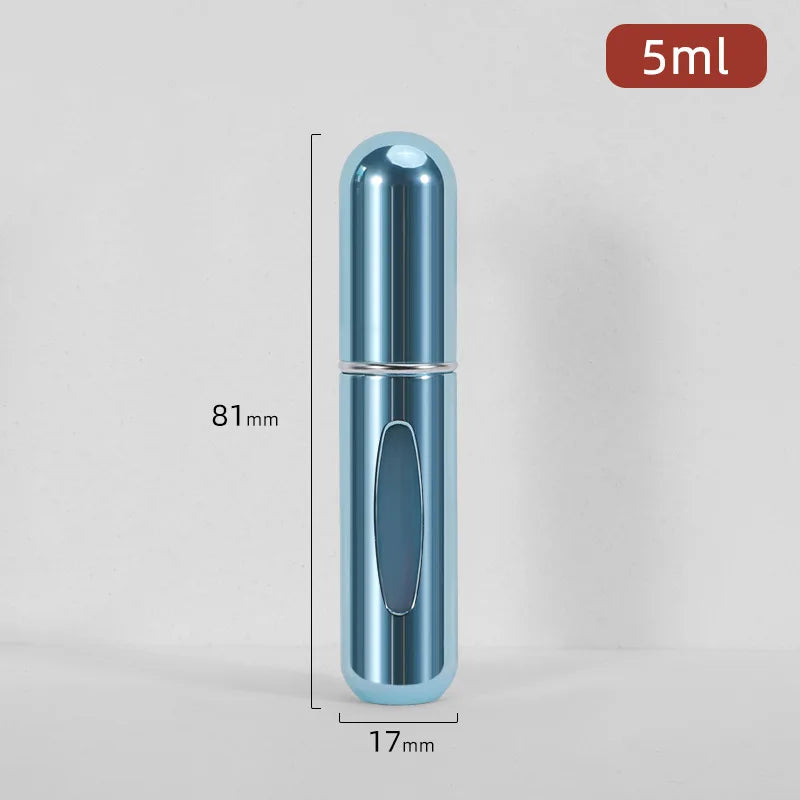 Mini atomizador de botella de Perfume recargable, pulverizador de aluminio, contenedor de líquidos portátil de viaje, herramienta dispensadora de cosméticos, 1 ud.