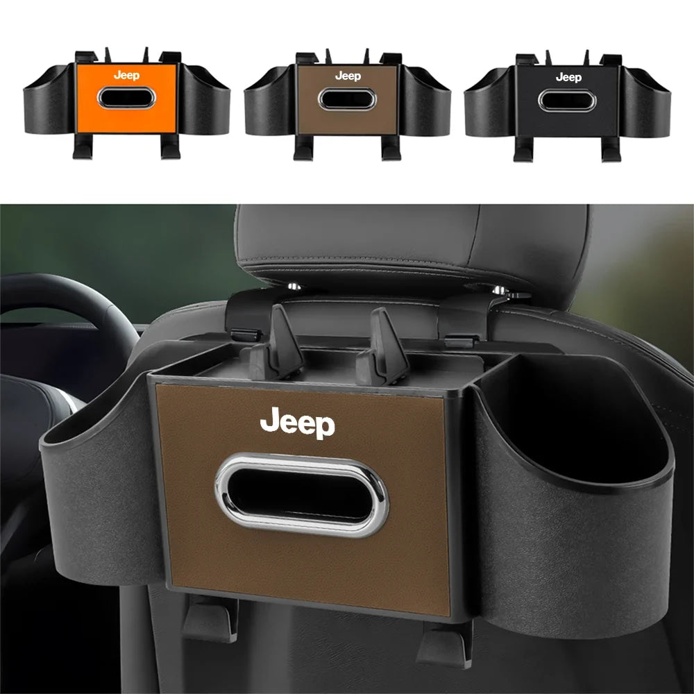Car Backseat Tissue Organizer Cup Holder Accessories For Jeep Wrangler Renegade Compass Gladiator Cherokee Grand Patriot Libert