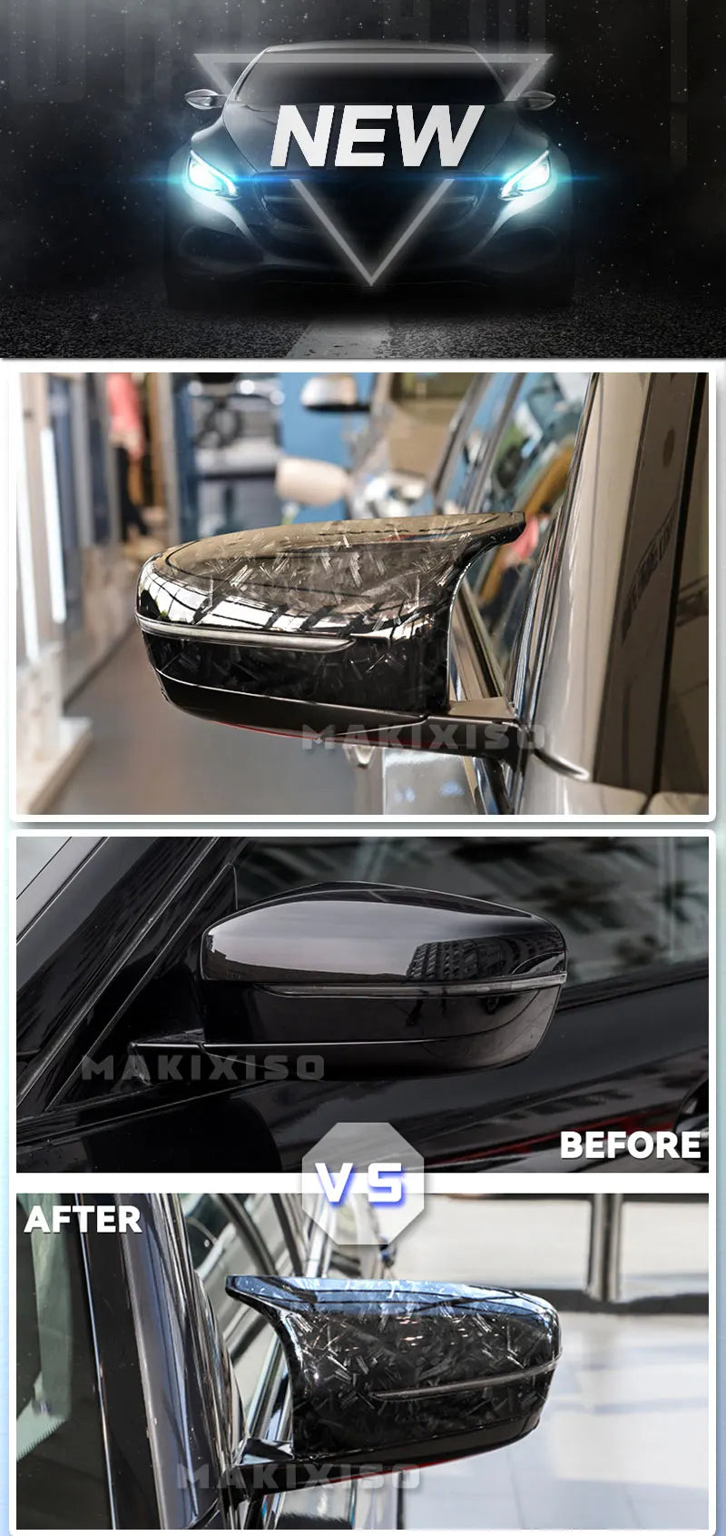 Replacement Mirror Cover For BMW 5 Series G30 G31 Side Rear Mirror Left Hand Driver Carbon Fiber ABS 2017 2018 2019