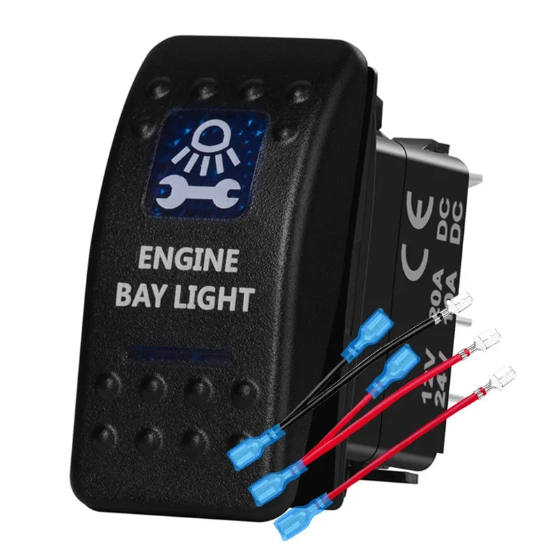 12v/24v Blue Led Light 5 Pin On Off SPST Rocker Switch 7 Pin On Off On ARB Carling Style Car Boat Waterproof Push Switch