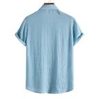 100% Cotton Linen Shirt Men Summer Short Sleeve Male T-shirts Breathable Tops Tee White Clothing Casual Fashion Shirts For Men