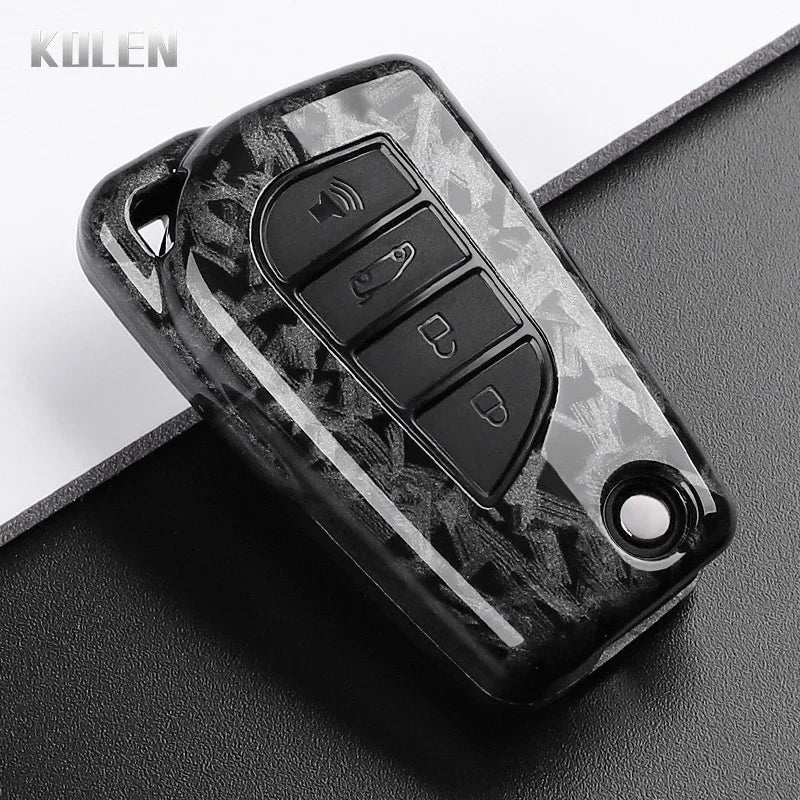 For Toyota Camry RAV4 Forturner Hilux Auris Corolla Avensis Verso Yaris Aygo Scion TC ABS Carbon Fiber Style Car Key Case Cover