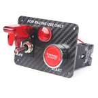 True Carbon Fiber 12V LED Toggle Ignition Switch Panel Engine Start Push Button Set Universal for 12V Power Speediness & Racing